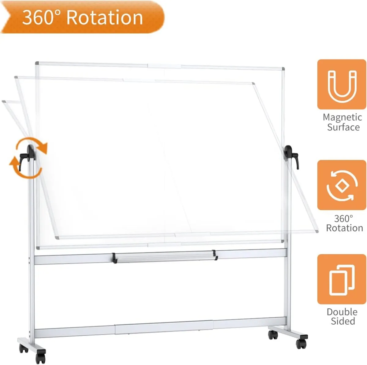 Double Sided Mobile Whiteboard Magnetic Rolling - Image 4