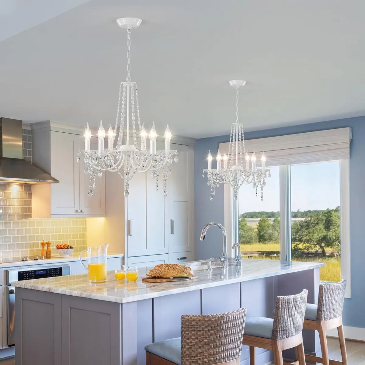Crystal Chandeliers Ceiling Light 6 Lights Modern - Image 4