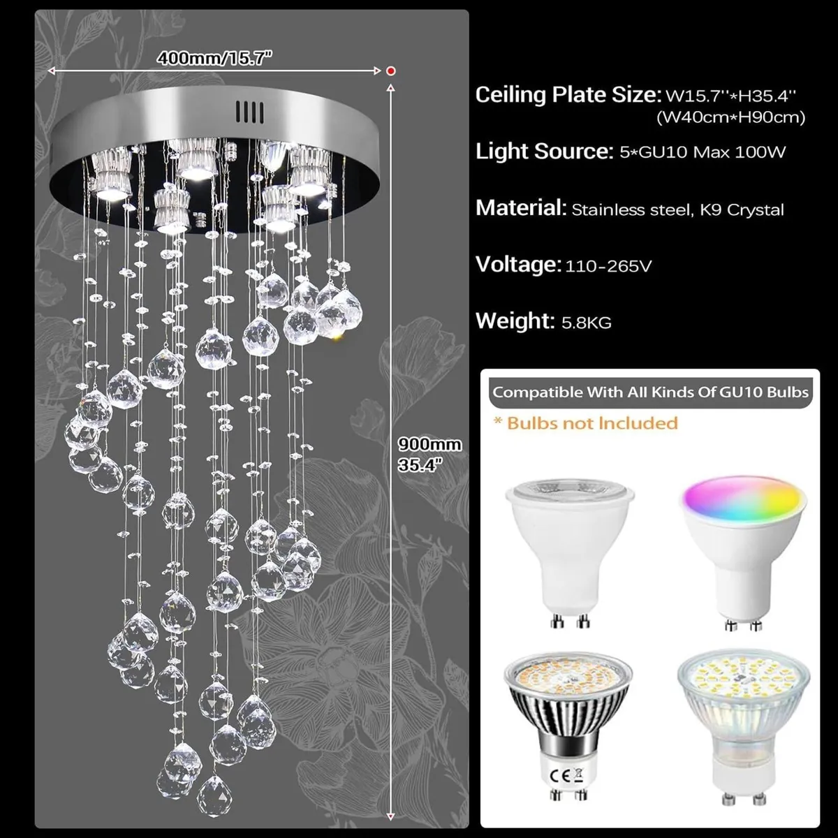 31" Spiral Crystal Chandelier Ceiling Light - Image 3