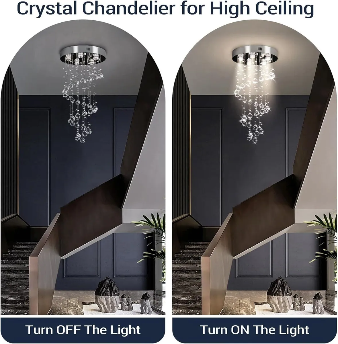 31" Spiral Crystal Chandelier Ceiling Light - Image 4