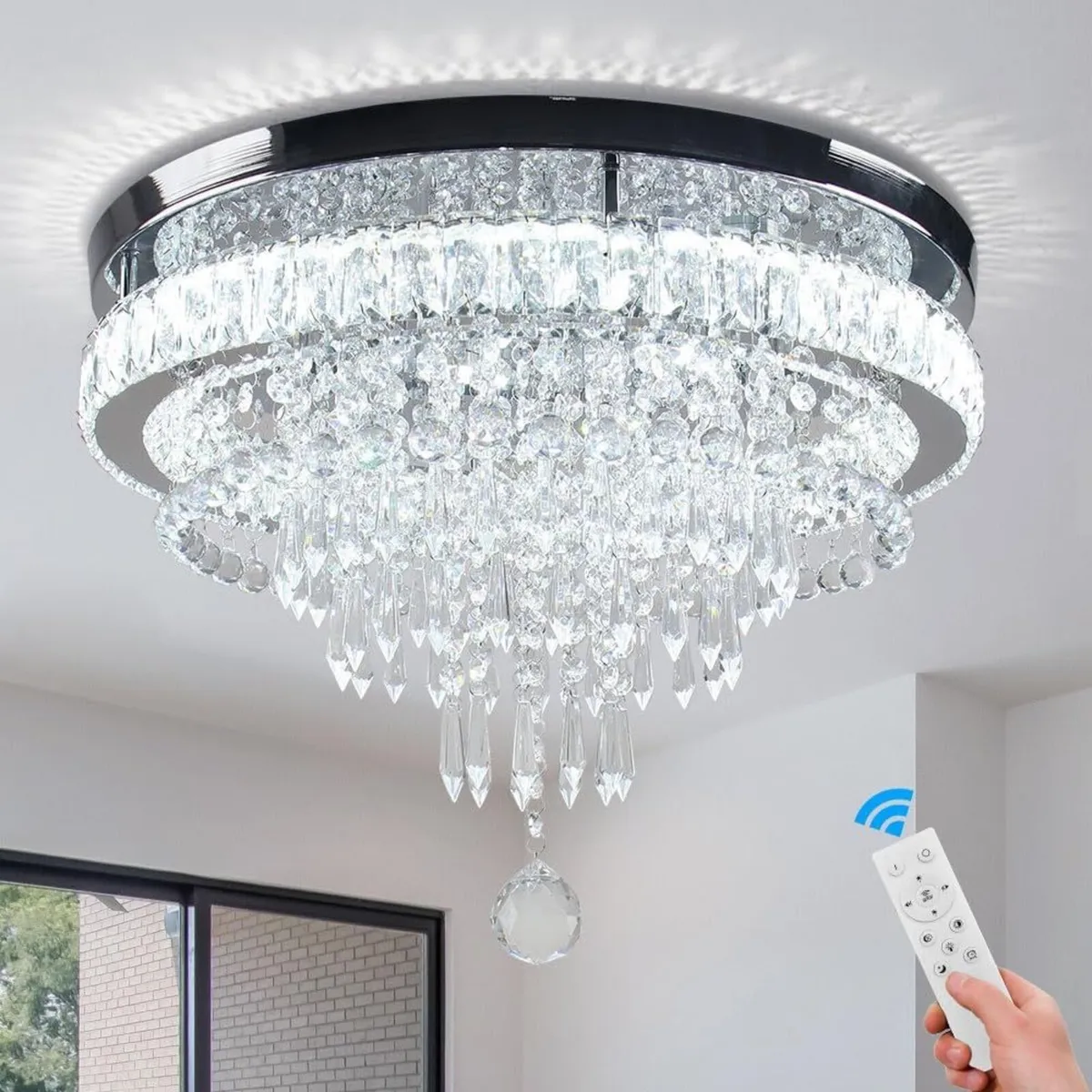 22" Dimmable Square Crystal Ceiling Light LED - Image 1