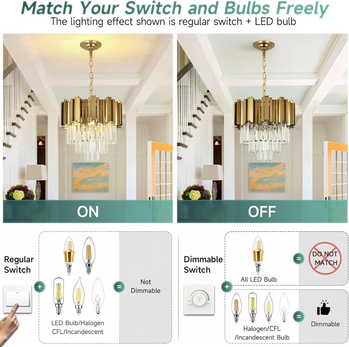 Modern Crystal Chandelier Pendant Light Fixtures - Image 4