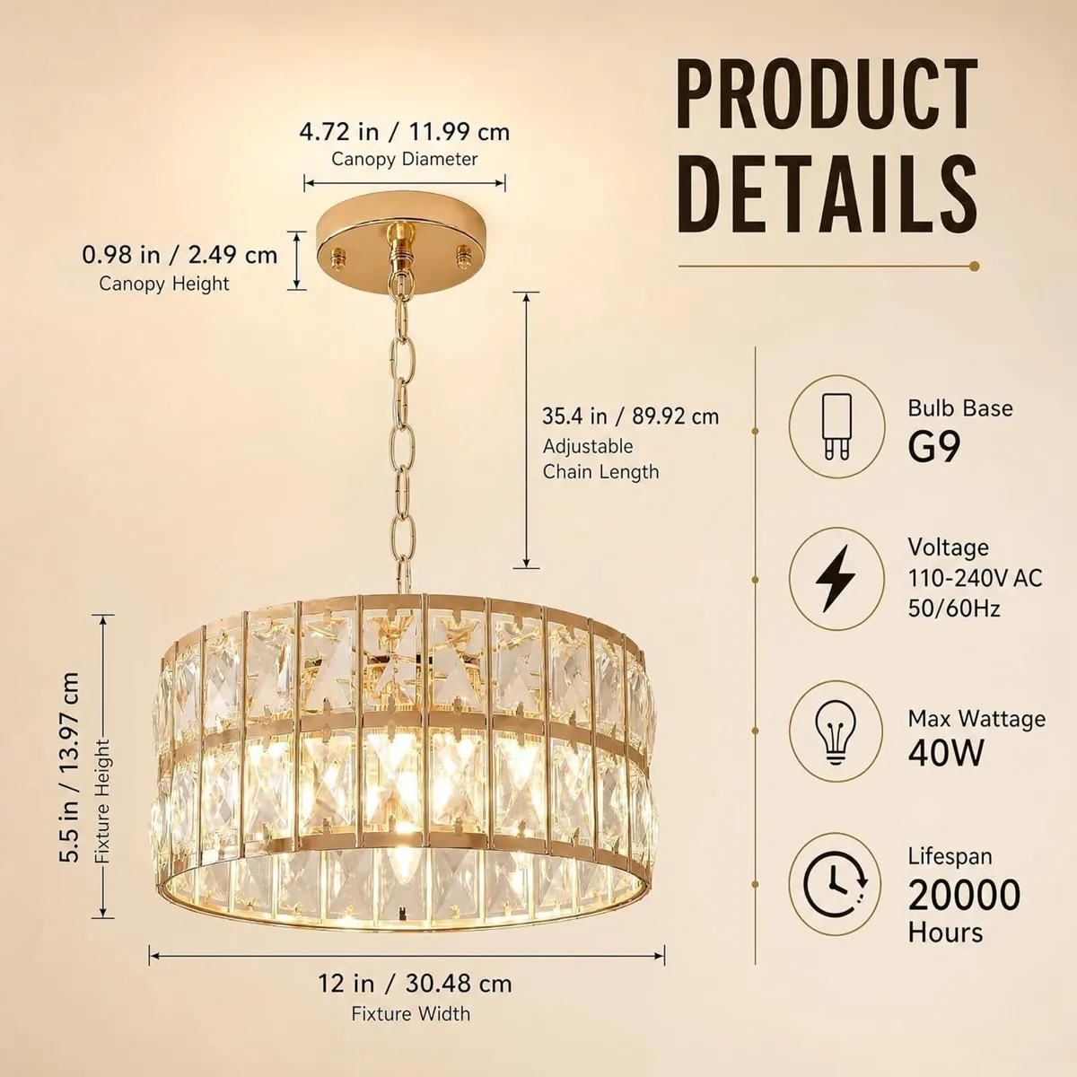 Ceiling Lights Crystal Chandeliers Light D32CM - Image 3