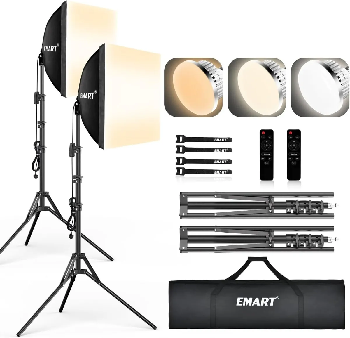 Softbox Lighting Kit 40x40CM Dimmable Soft Box (2 - Image 1