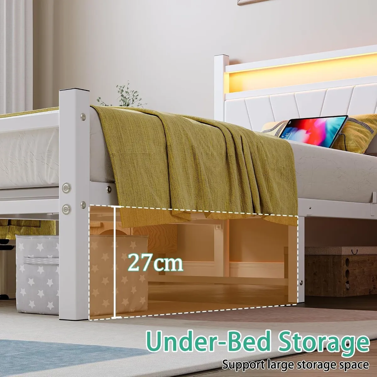Bed Frame with Storage Headboard - Image 4