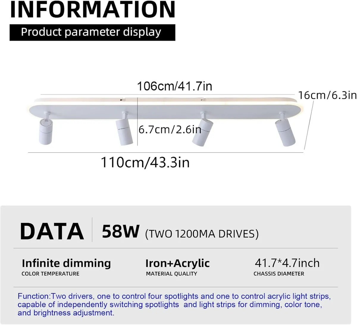 Modern Kitchen Lights Ceiling 123CM Flush LED - Image 2