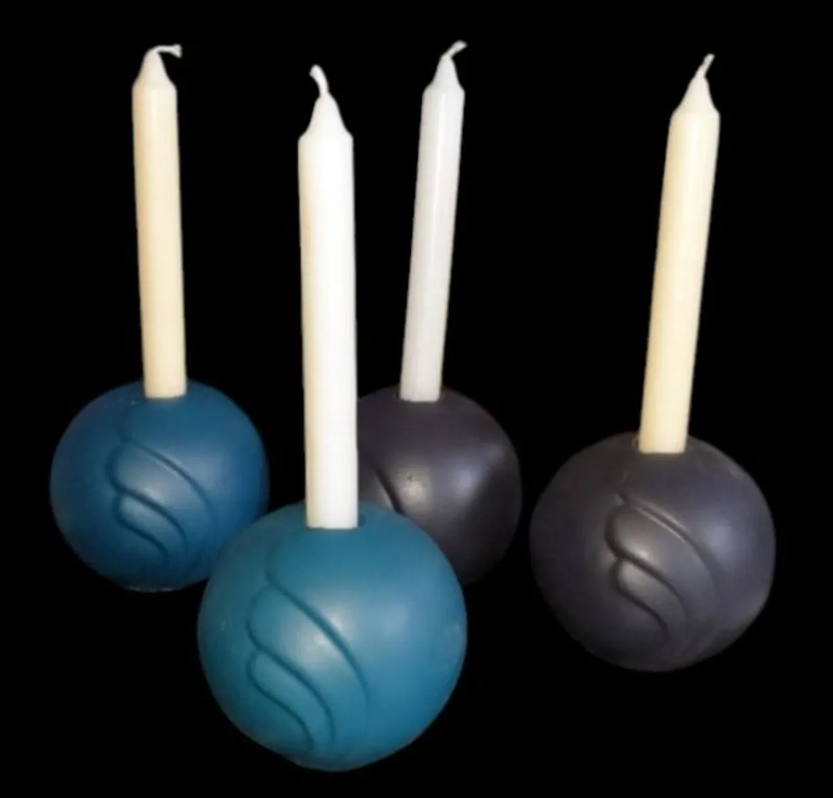 Vintage Pottery Ball Candle Holders (Set of 4) - Image 2