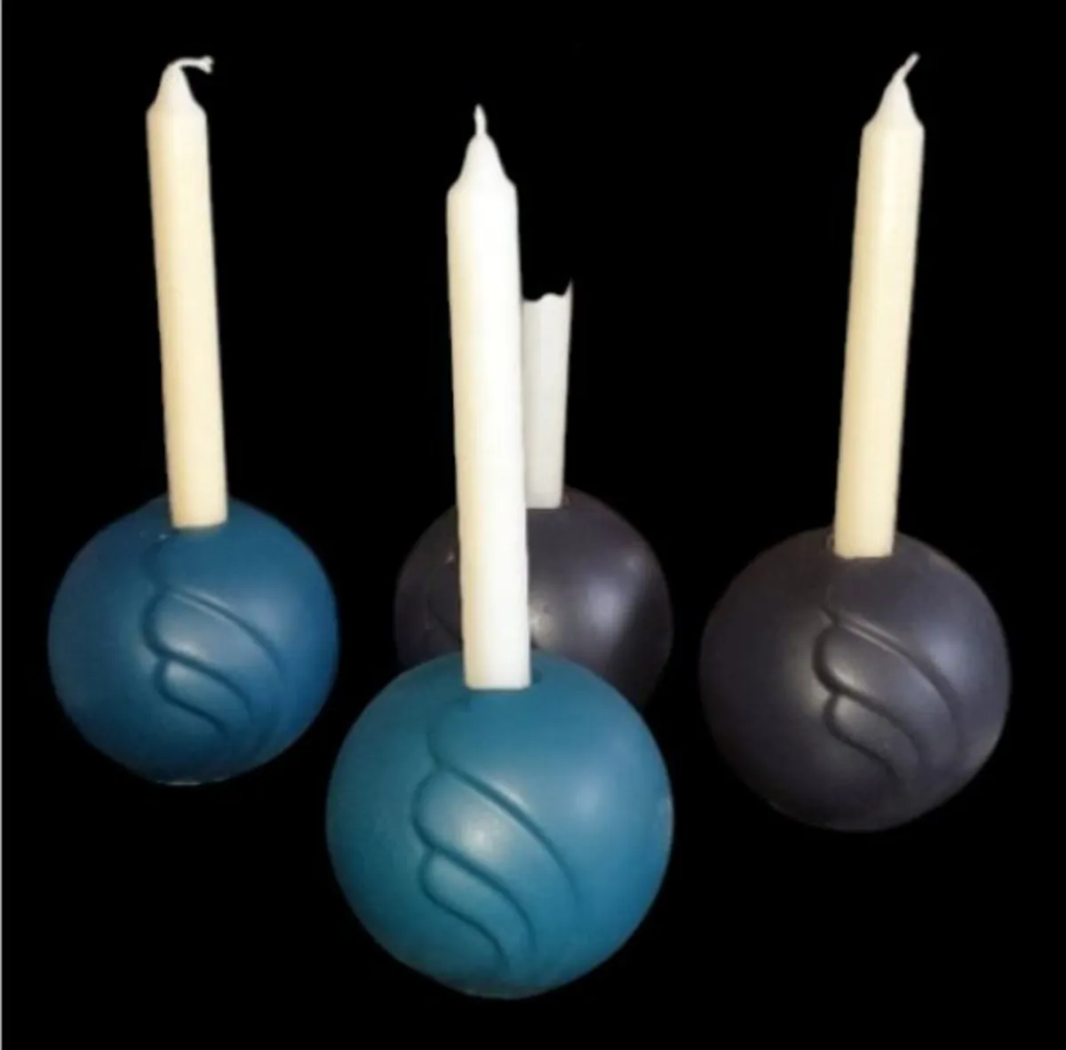 Vintage Pottery Ball Candle Holders (Set of 4) - Image 3