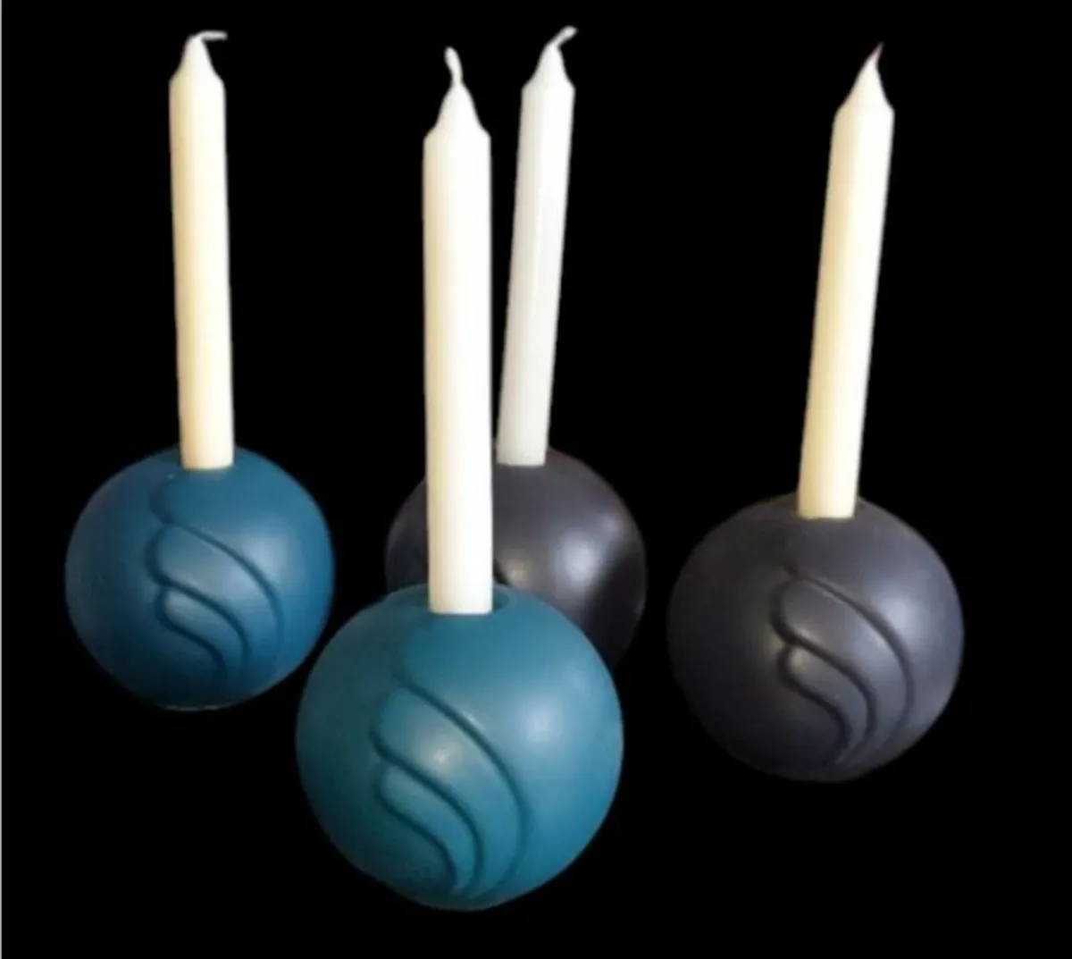 Vintage Pottery Ball Candle Holders (Set of 4) - Image 4