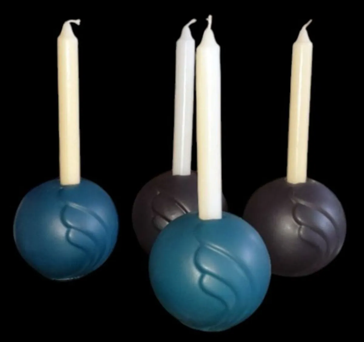 Vintage Pottery Ball Candle Holders (Set of 4) - Image 1