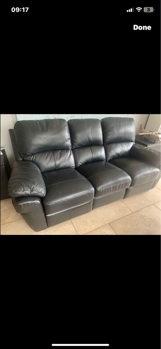 Sofa Black Leather Recliner - Image 2