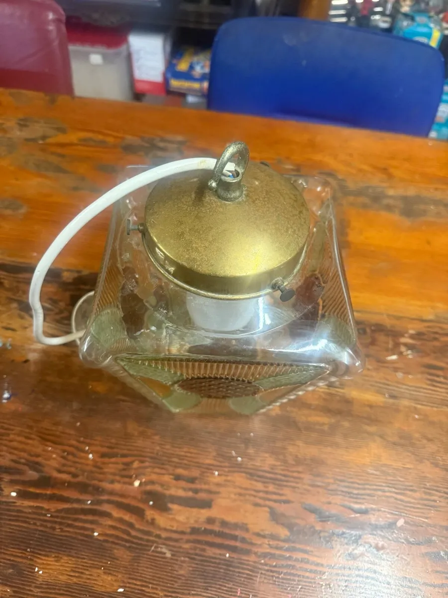 Original Art Deco antique pendant  light shade. - Image 3
