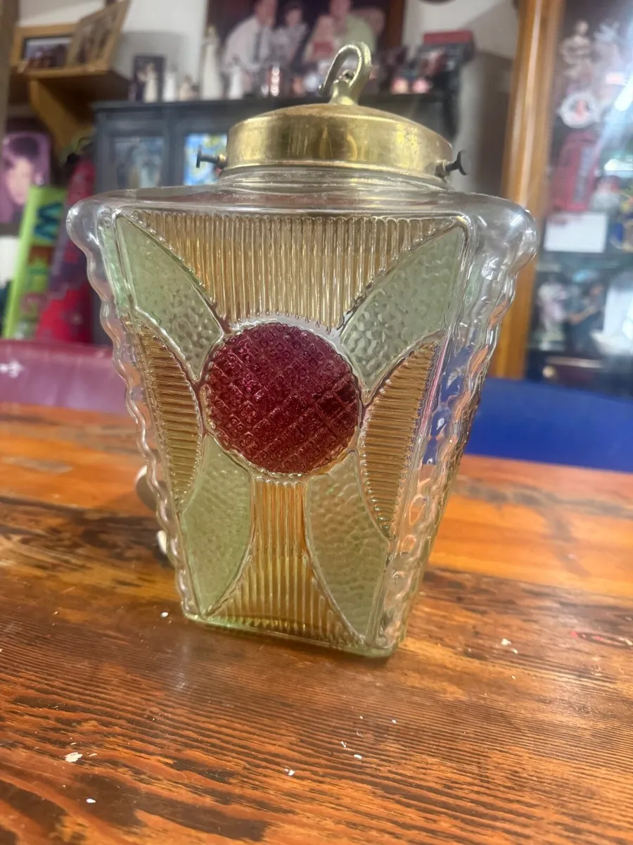 Original Art Deco antique pendant  light shade. - Image 1