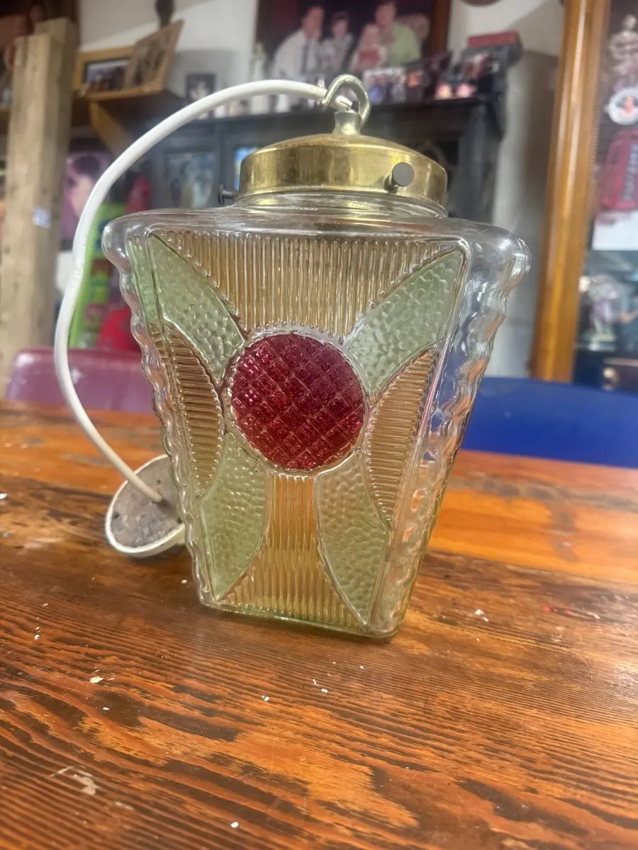Original Art Deco antique pendant  light shade. - Image 4