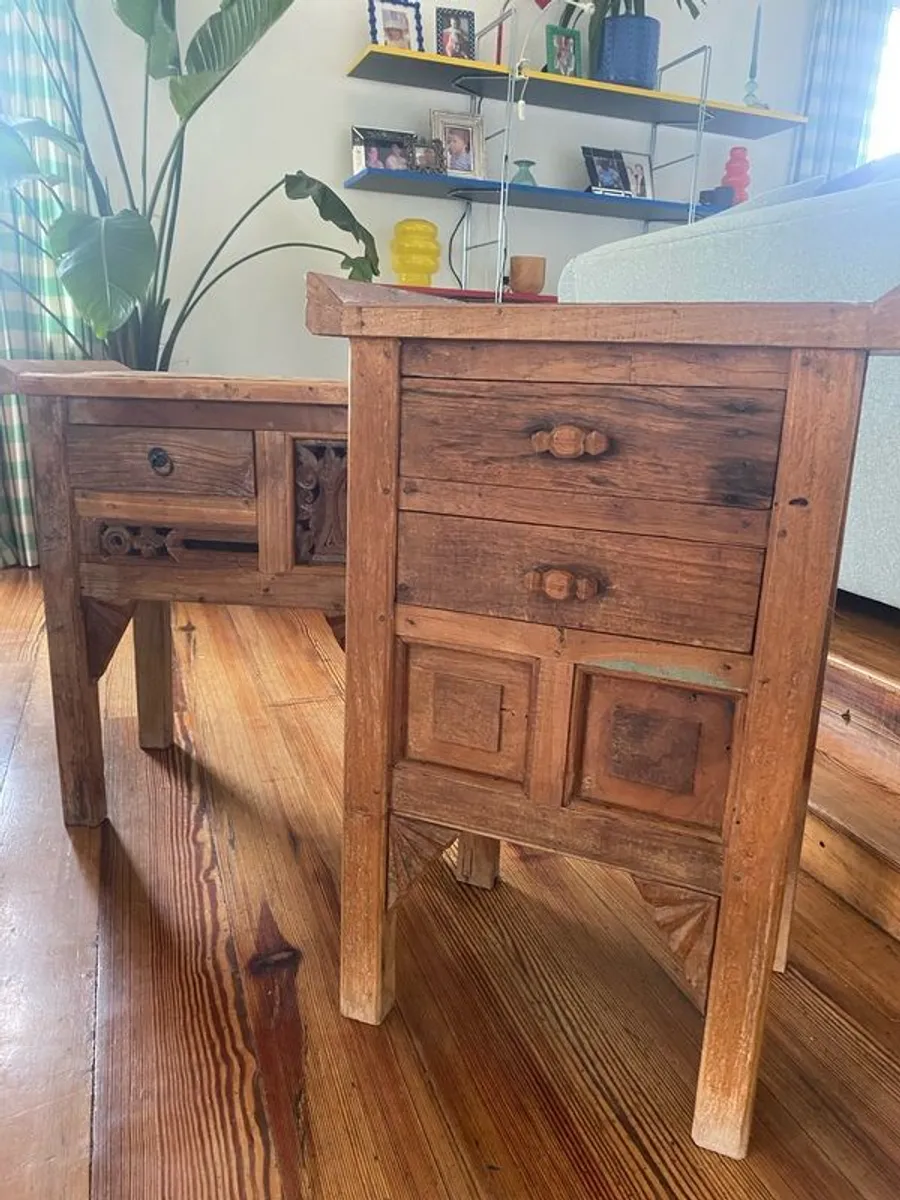 Pair of Imported Solid Wood Side Tables /Lockers - Image 1