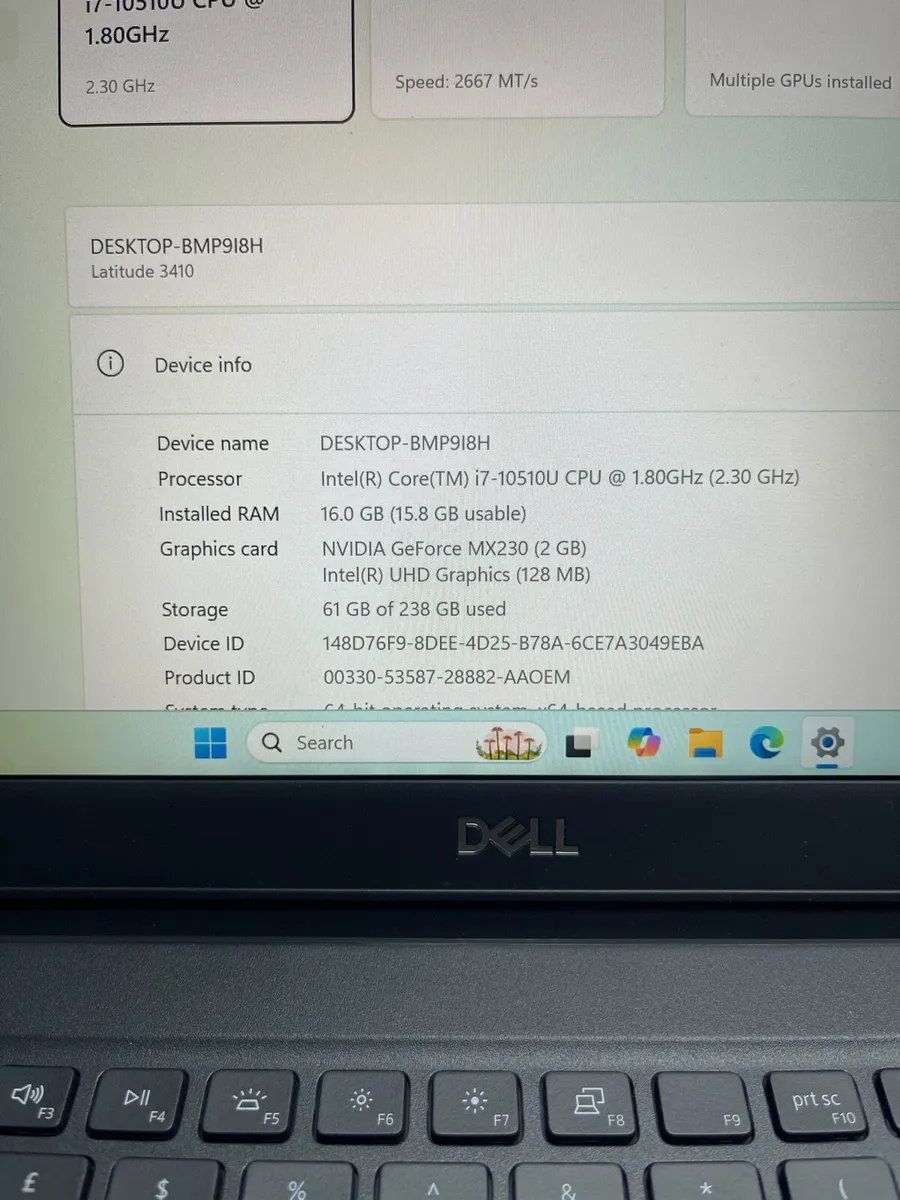 Dell i7 pro Laptop 16/255 - Image 4
