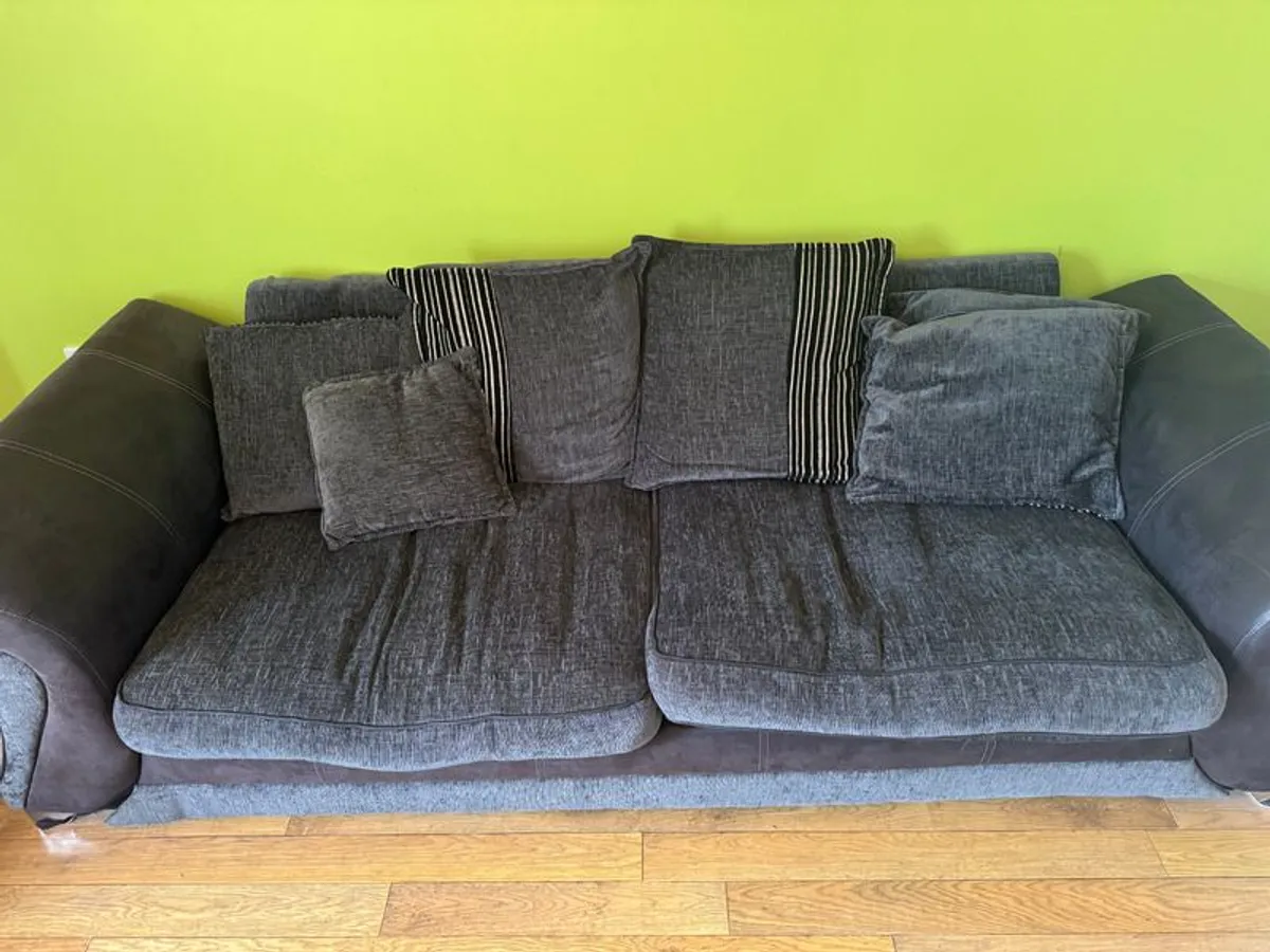 Large Grey 3-Seater Sofa and Matching Armchair, Very Comfortable,  Oranmore - Image 1