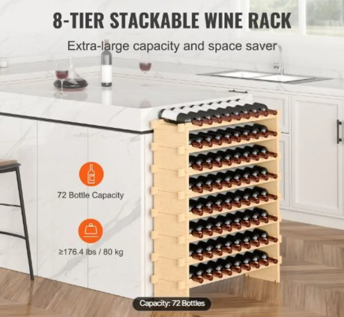 72 Bottle Stackable Modular Wine Rack - Image 2