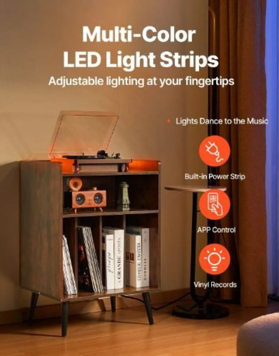 Record Player Stand with LED Light - Image 2