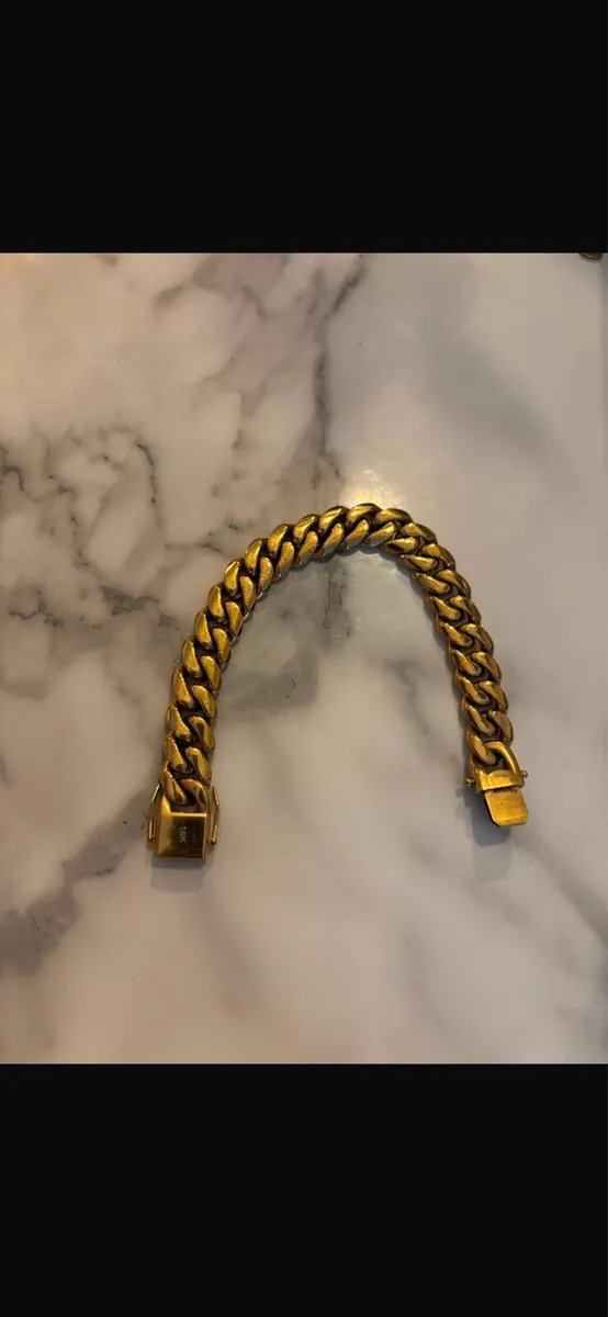 18 inch Cuban bracelet 18 ct gold plated hi - Image 2
