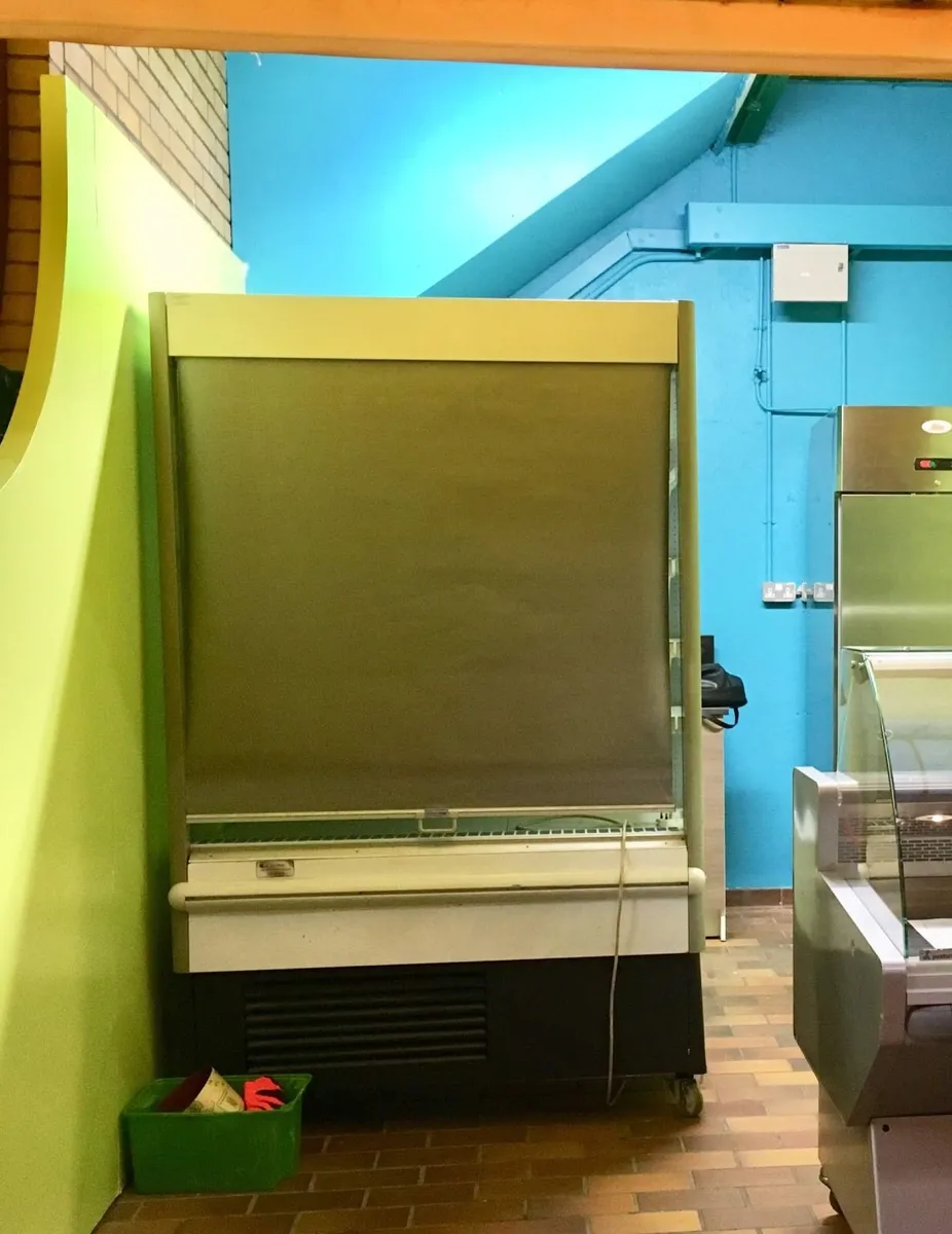 Shelves, stainless steel table, freezer, fridges - Image 1