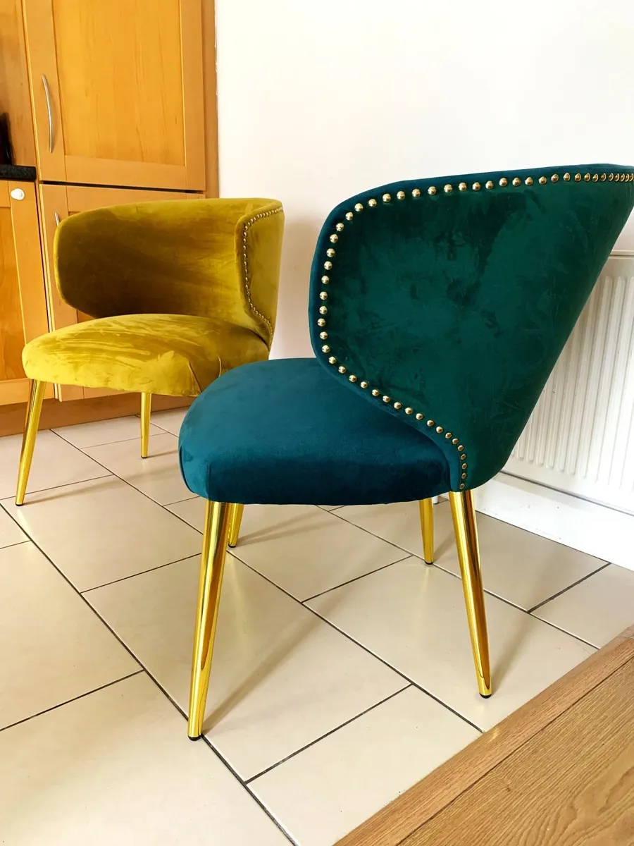 2 Velvet Accent Chairs – Excellent Condition - Image 2