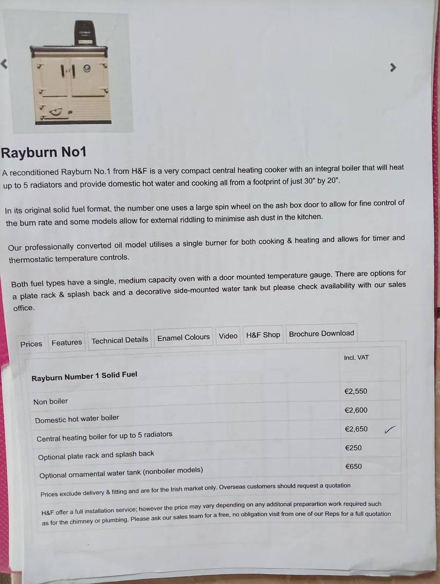 Rayburn solid fuel range with central heating boil - Image 3