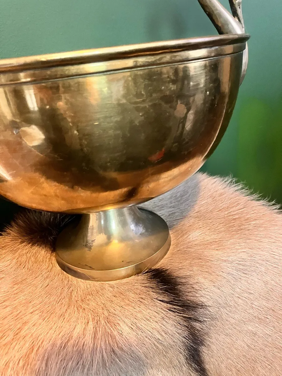 Brass Swan Handled Pedestal Bowl - Image 4