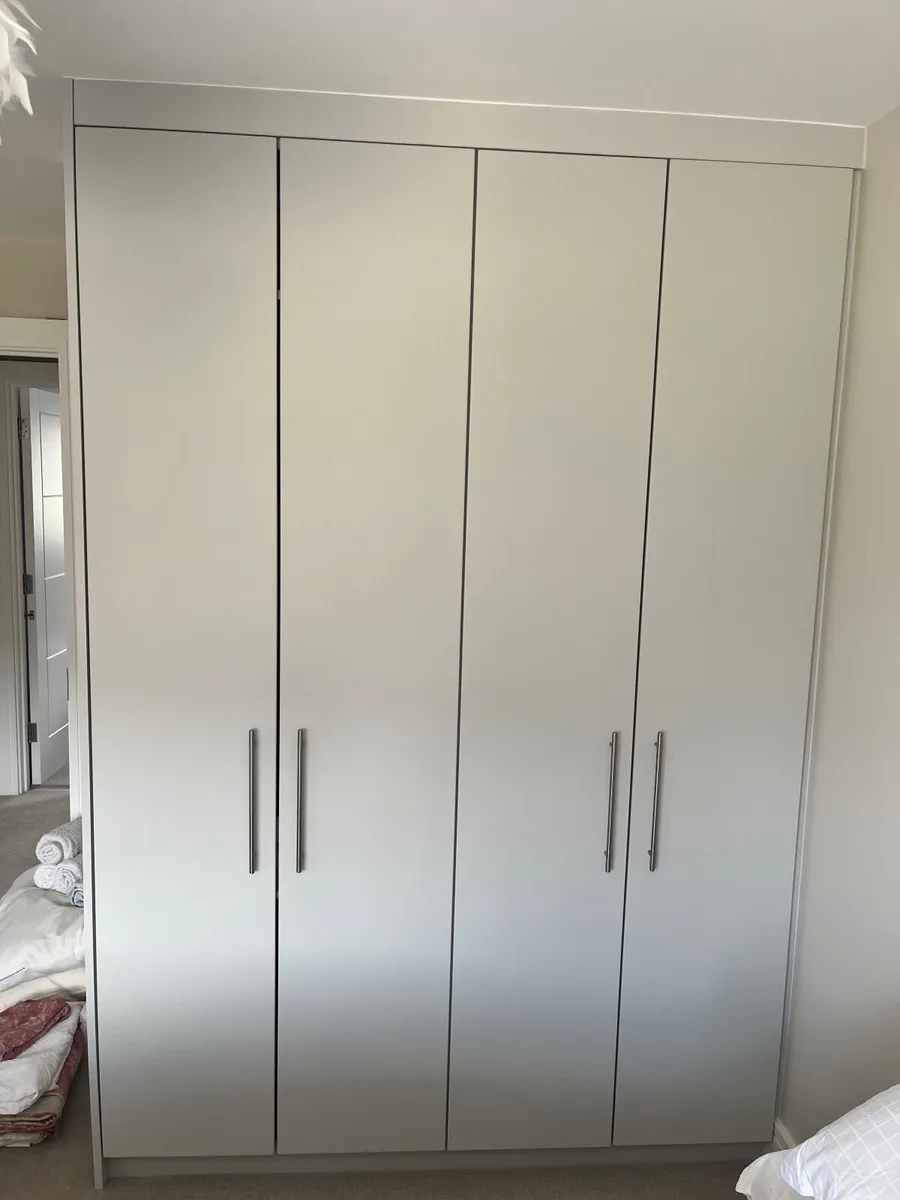 Light grey double fitted wardrobe - Image 1