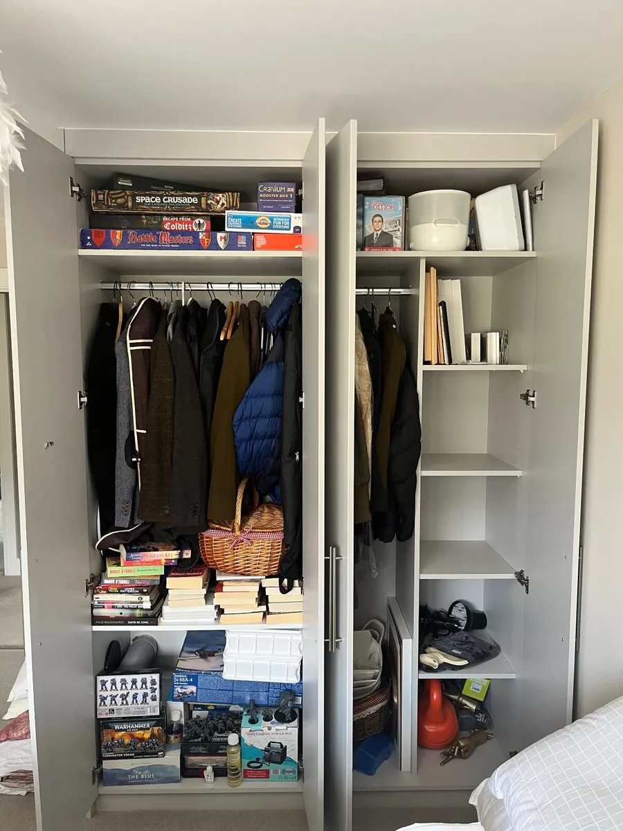Light grey double fitted wardrobe - Image 3