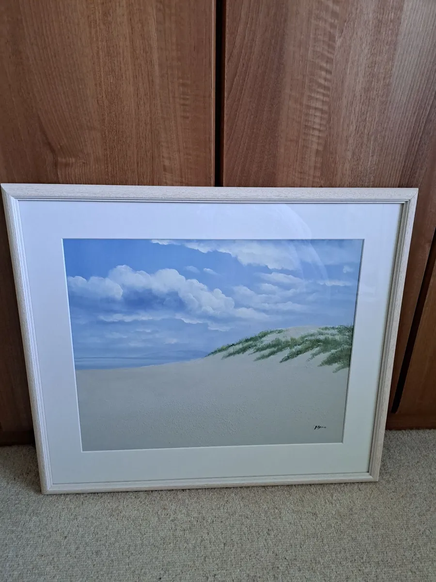 Beach Painting Beautiful Washed Solid Wood Frame - Image 1