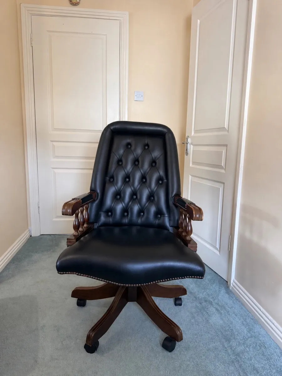 Vintage Chesterfield Leather Captains Chairs - Image 1