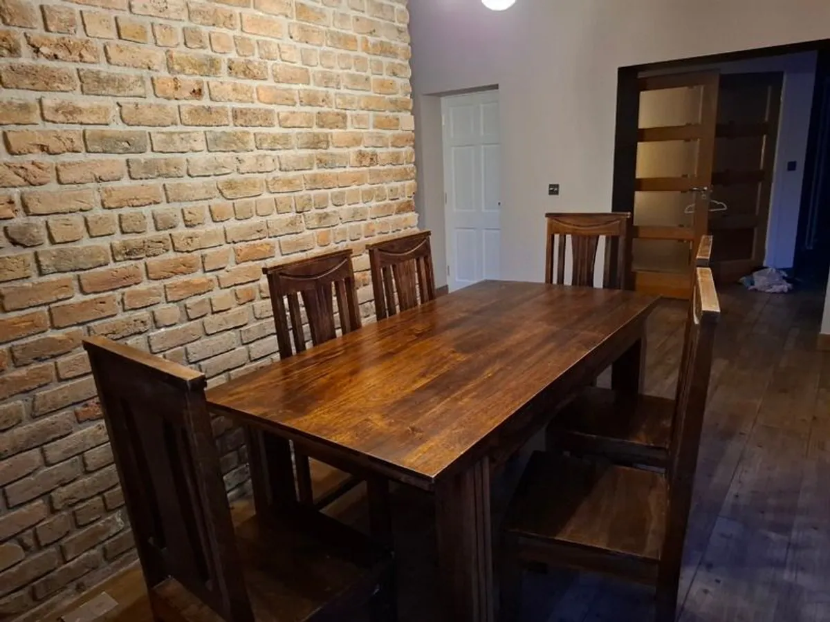 Dining Table and 6 chairs Dark wood - Image 1