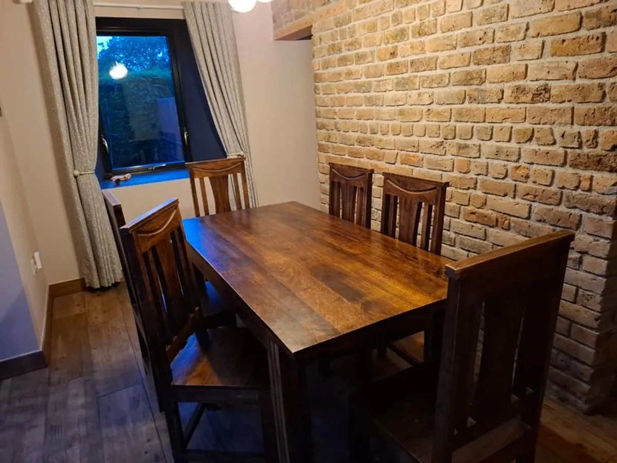 Dining Table and 6 chairs Dark wood - Image 2