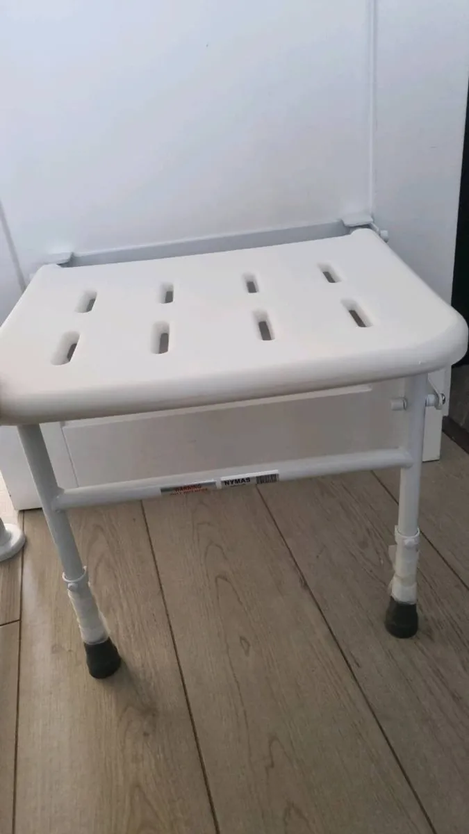 White Shower Seat and Grab Bars - Image 2