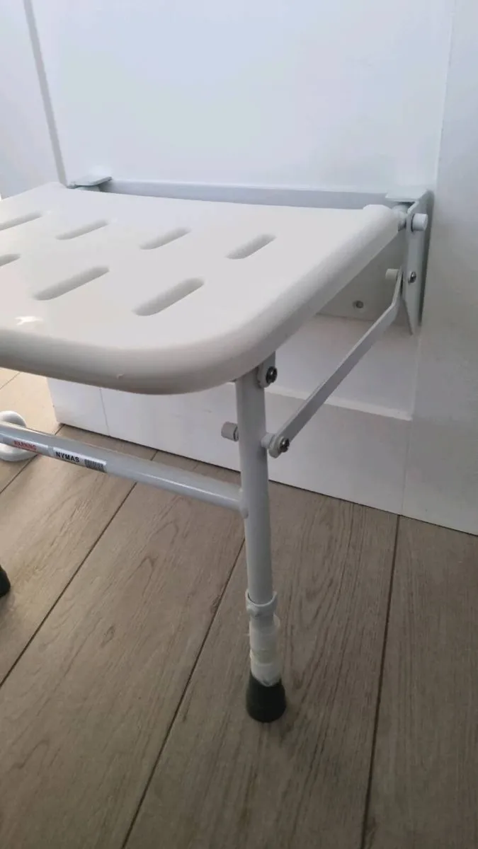 White Shower Seat and Grab Bars - Image 3