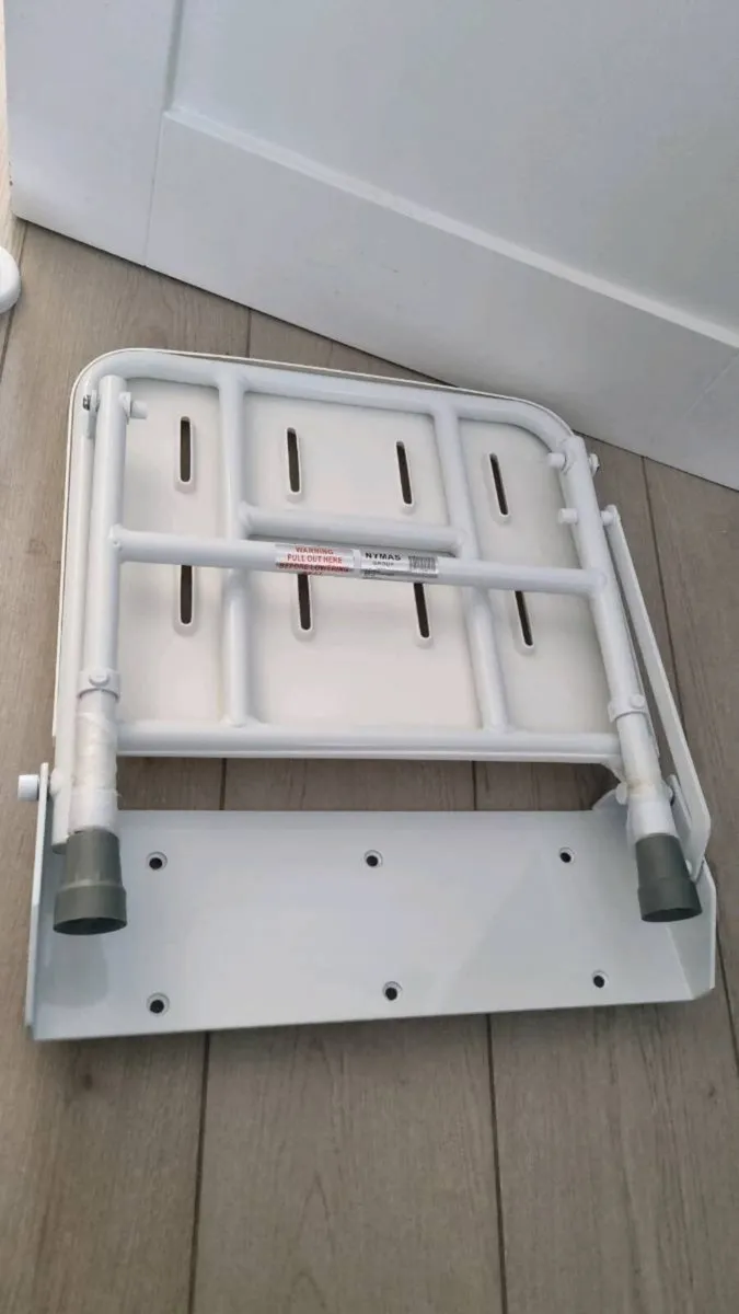White Shower Seat and Grab Bars - Image 4