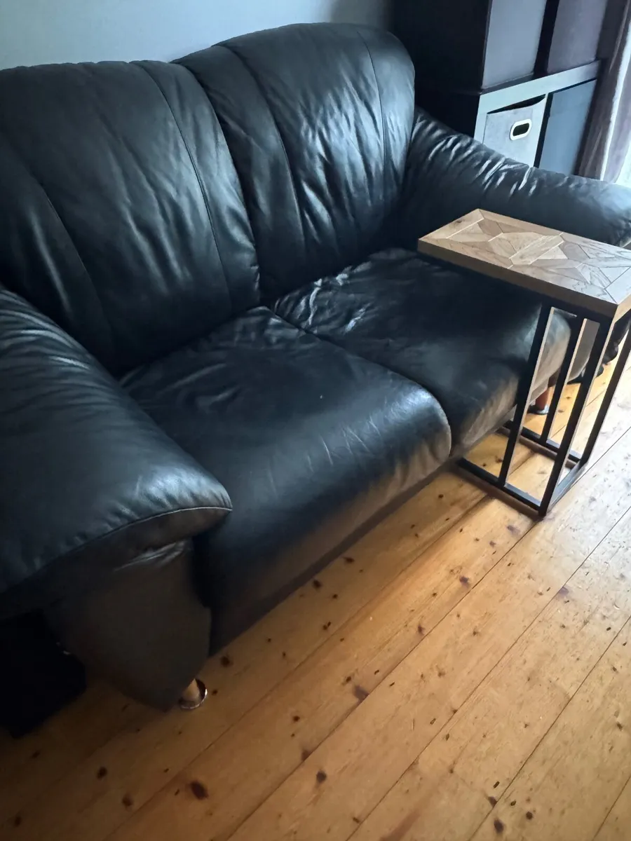 Two seater sofa and pull out desk storage unit - Image 1