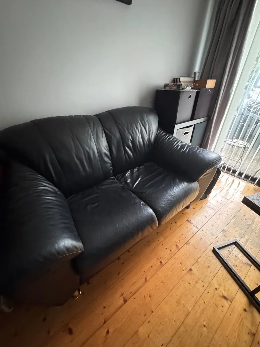 Two seater sofa and pull out desk storage unit - Image 2