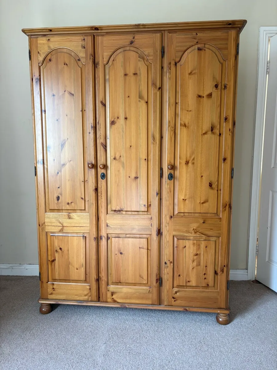 Pine Wardrobe and Two Side Lockers - Image 1