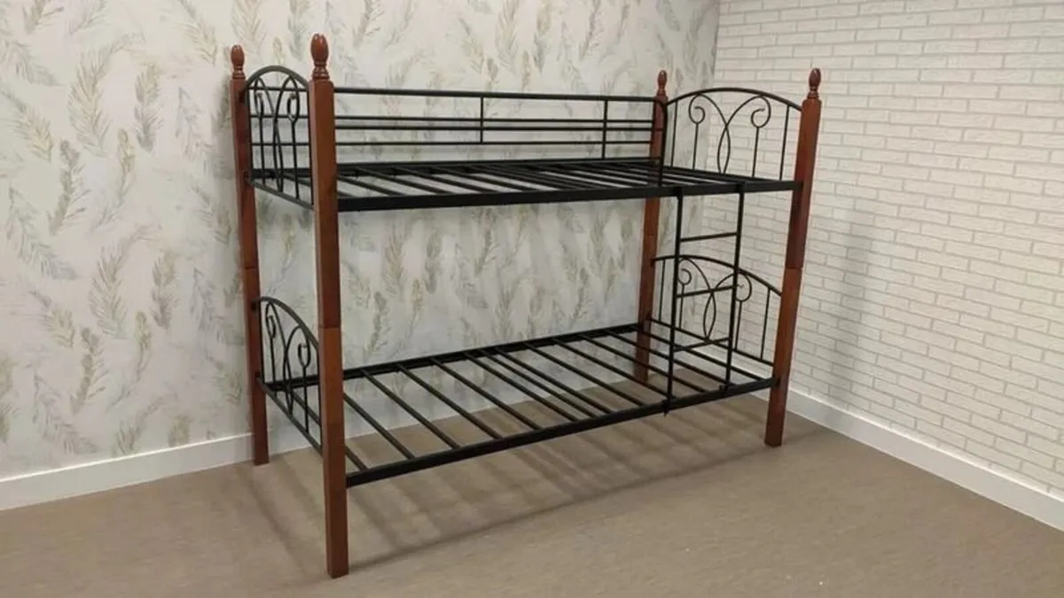 Metal & Wood Single Bunk Bed 90x190cm - Image 2