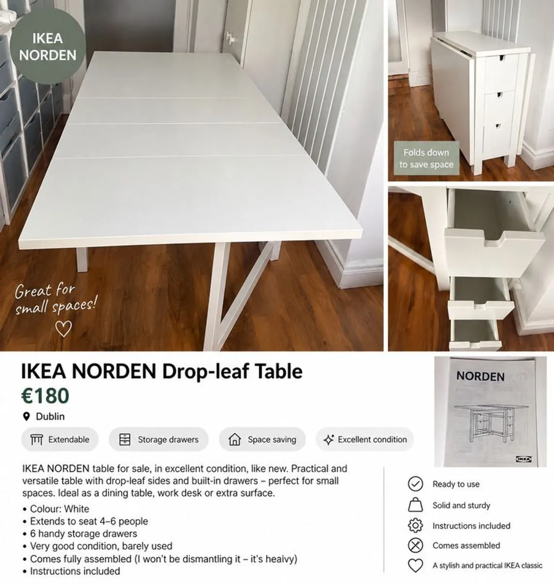 IKEA NORDEN Drop-leaf Table Excellent Condition - Image 1