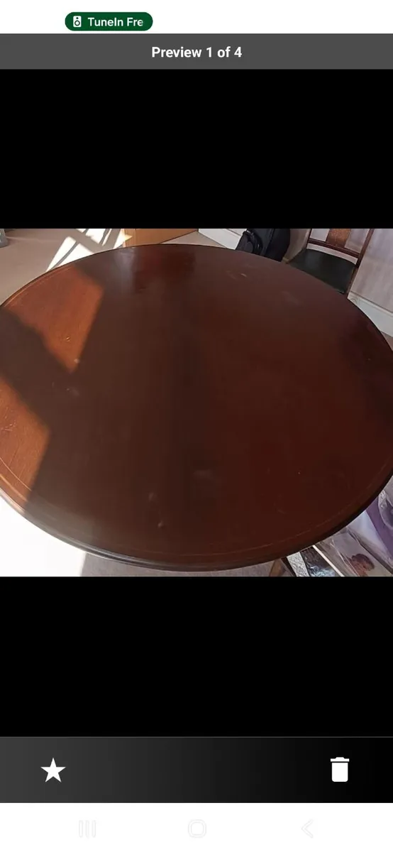 Large Solid Dark Wood Round Table - Image 1