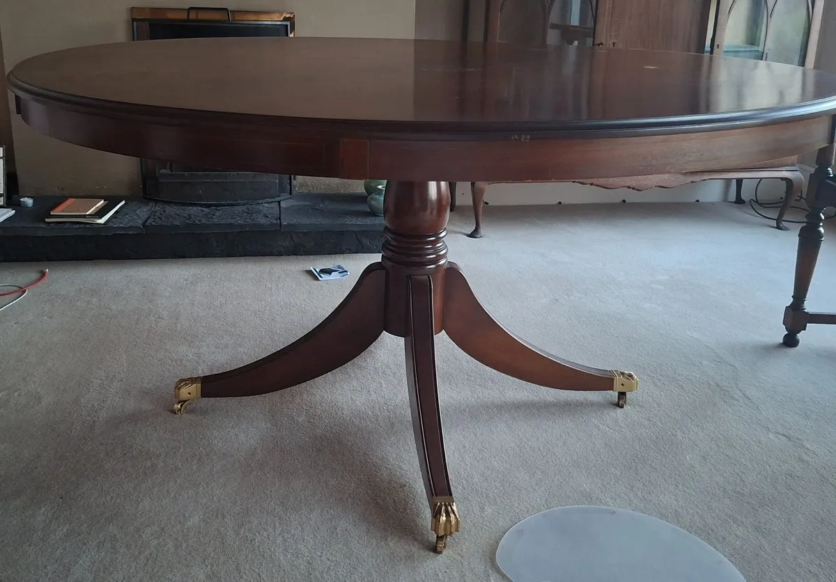 Large Solid Dark Wood Round Table - Image 3