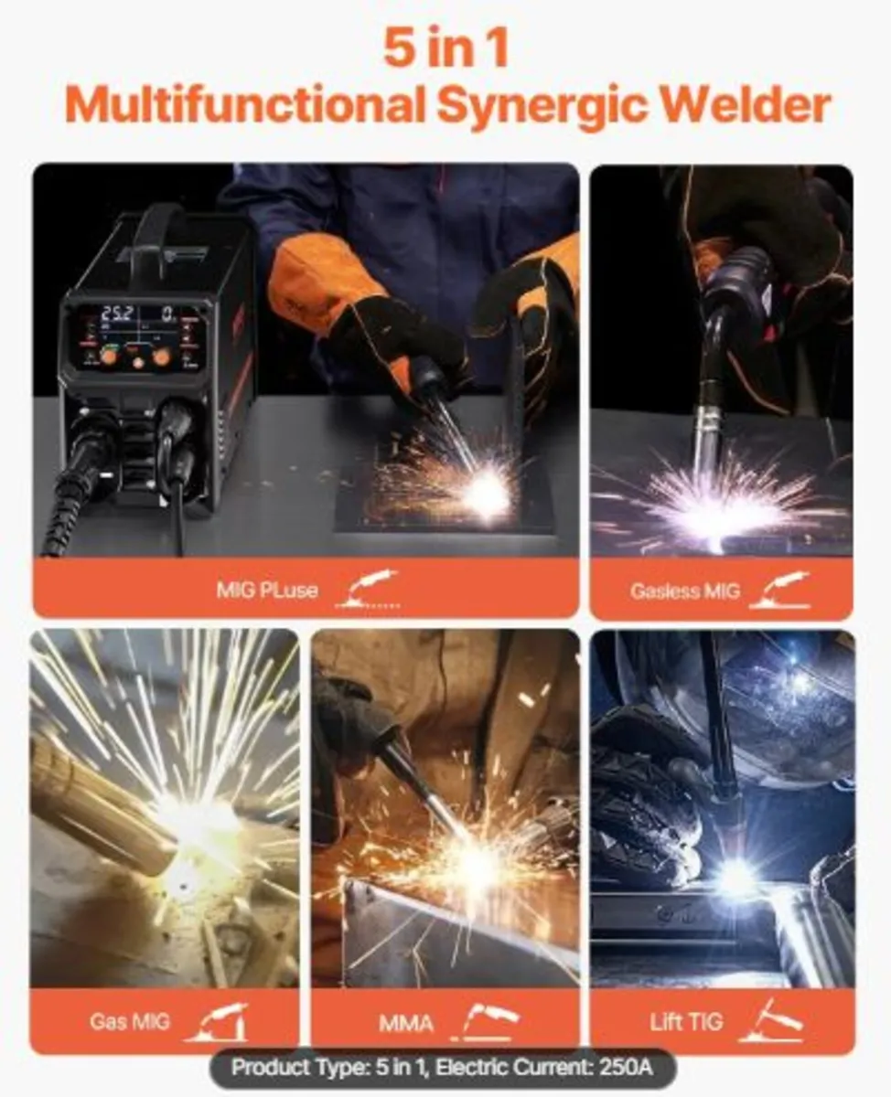 Pro MIG Welder, 250Amp Pluse Mig Welding Machine, - Image 2