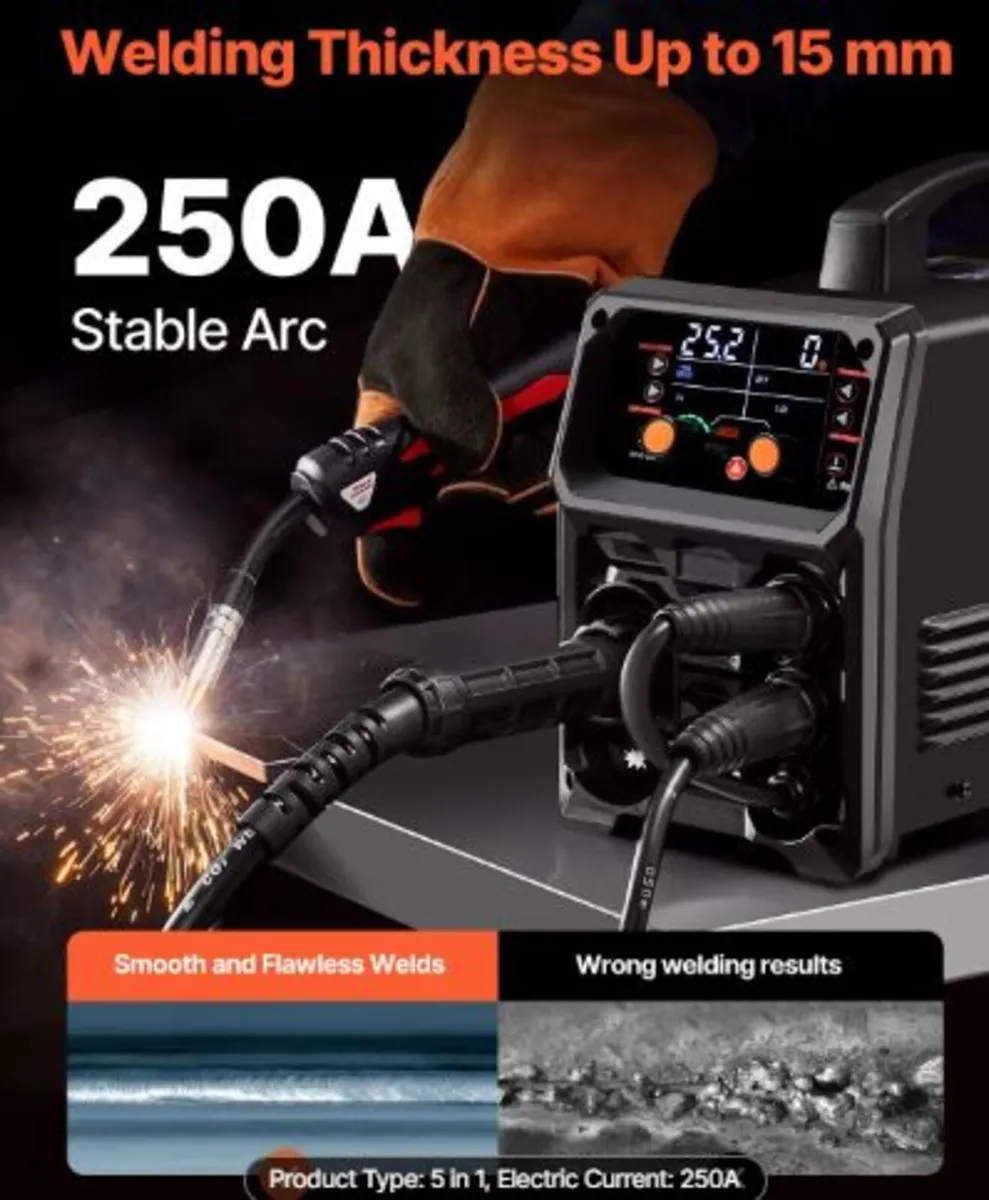 Pro MIG Welder, 250Amp Pluse Mig Welding Machine, - Image 3