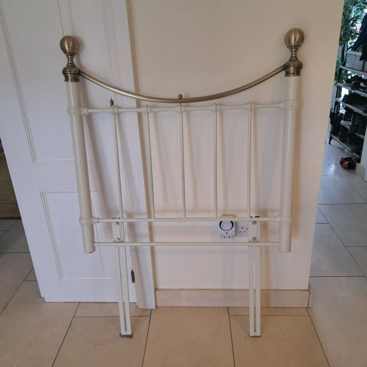 Cream & Brass Effect Single Bed Frame – €25