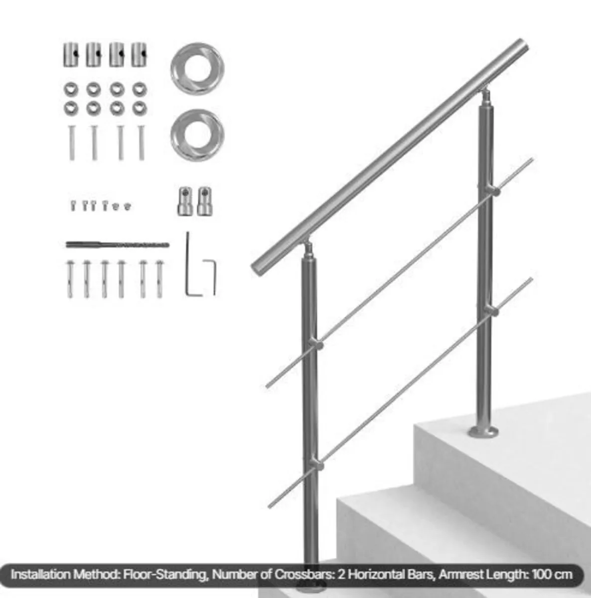 100.1 cm Handrails for Outdoor Steps 2 - Image 1