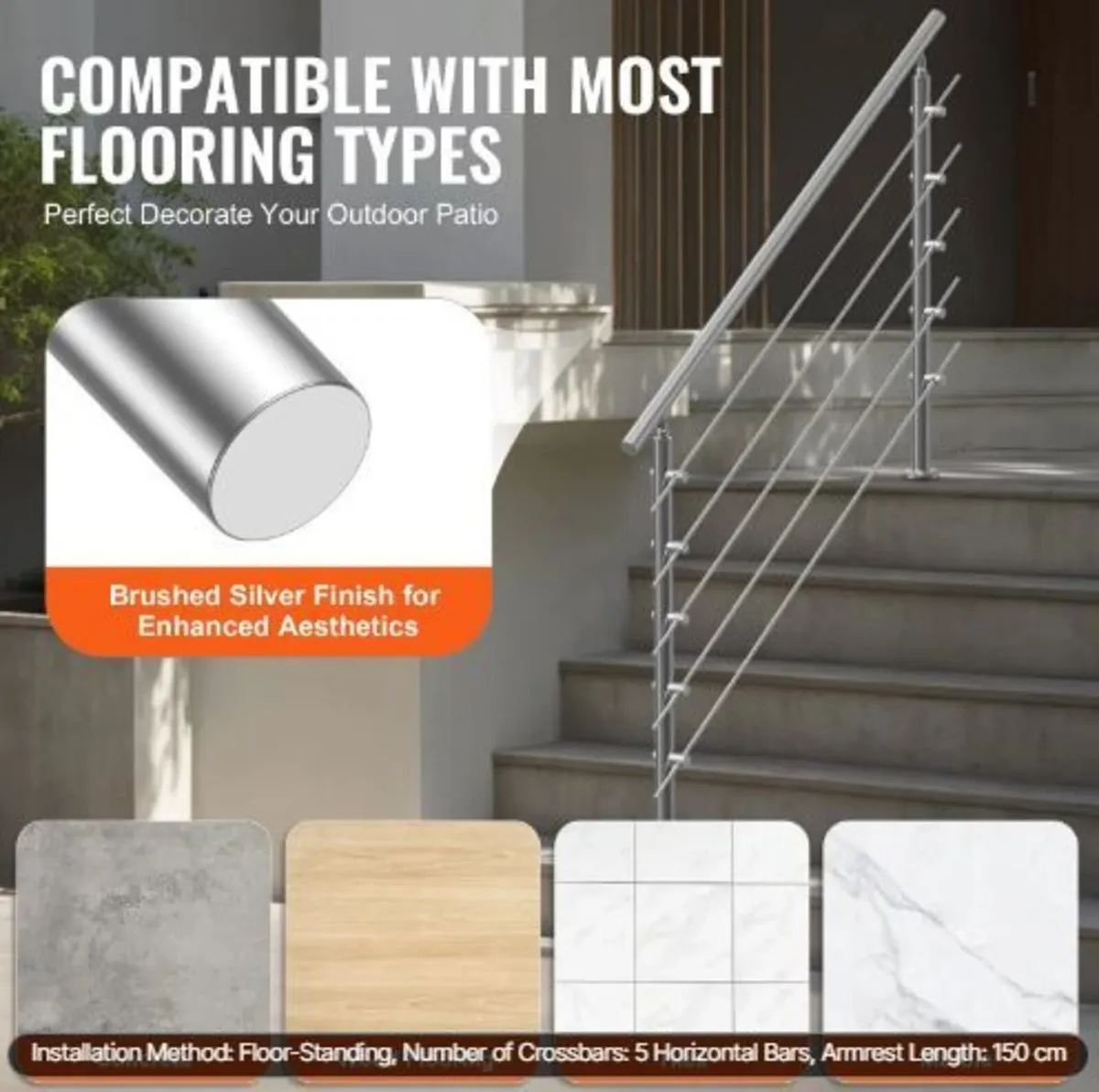 Handrails for Outdoor Steps, 59 in Length - Image 2