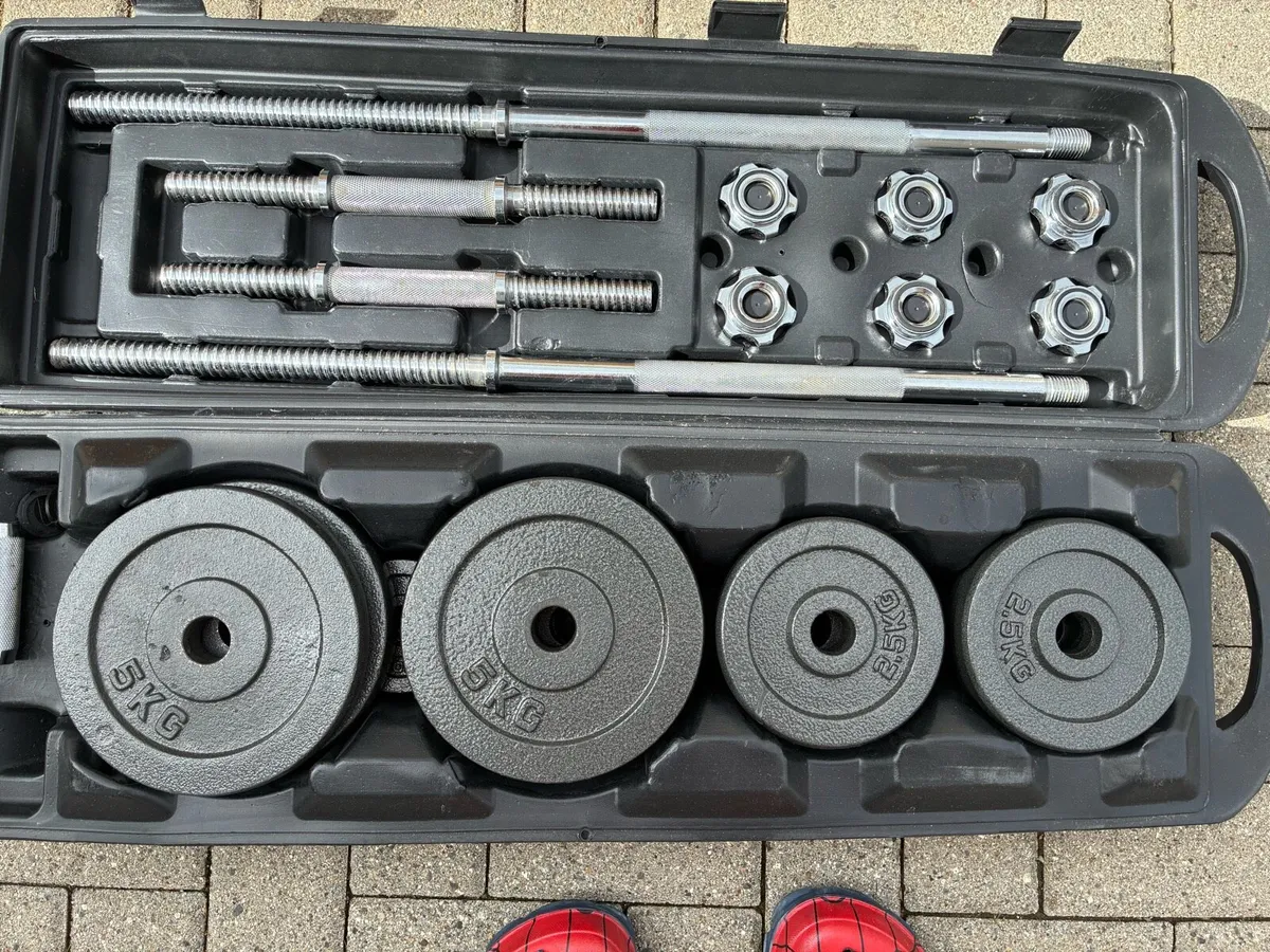 50kg Cast Iron Weight set + bench in box - Image 2
